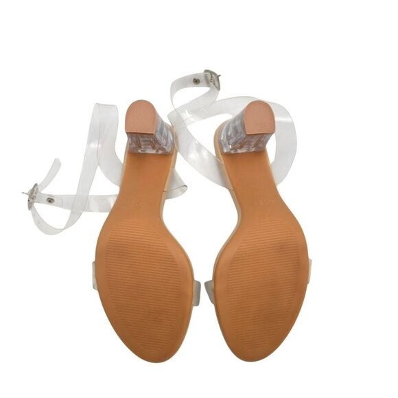Clear Strap Heels Lucite Block Heel Transparent Sandals Size 10 ZriEy - Picture 4 of 7